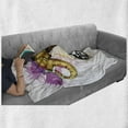thumbnail image 6 of Animal Soft Flannel Fleece Throw Blanket, Giant Design on Minimalist Ball with Watercolor Flowers on Head Art Print, Cozy Plush for Indoor and Outdoor Use, 50" x 60", Multicolor, by Ambesonne, 6 of 6