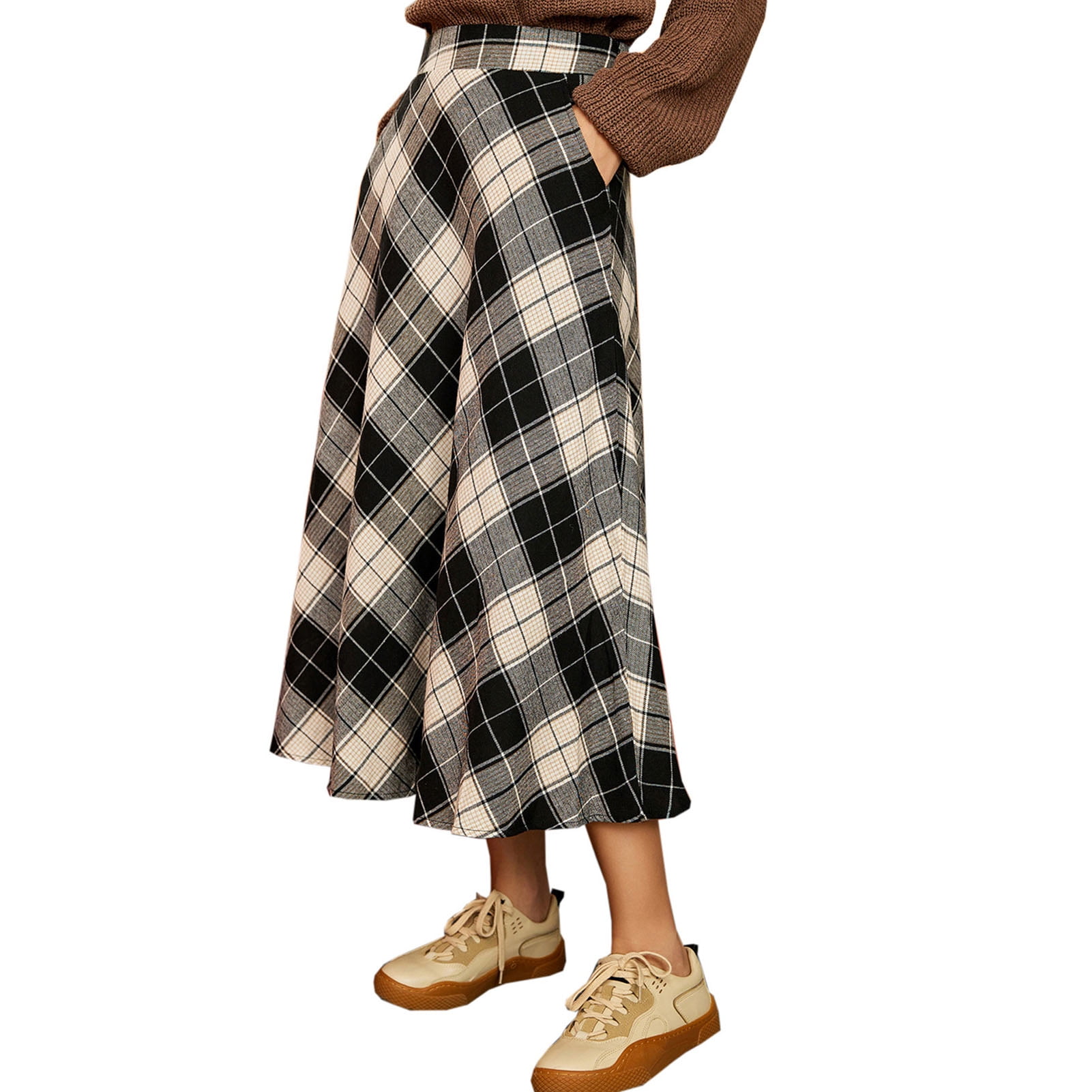Long Plaid A-Line Wool Skirt 5403 Long Plaid A-Line Wool Skirt 5403