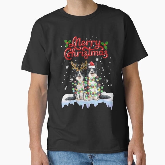 Border Collie Christmas Lights, Funny Dog Matching Family Holiday G28926 Unisex T-Shirt, Up to Size 5XL
