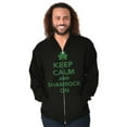 thumbnail image 3 of Keep Calm Shamrock On St Patrick's Zip Up Hoodie Men's Women's Brisco Brands S, 3 of 6