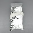 thumbnail image 2 of Ambesonne Asian Themed Bedding Set 4 Pcs, Monochrome Art Leaves, Queen, White and Black, 2 of 3