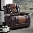 thumbnail image 2 of Lexicon Briscoe Faux Leather Glider Reclining Chair in 2-Tone Brown, 2 of 8