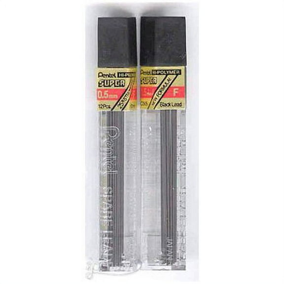 2 Tubes PENTEL Super Hi-Polymer Lead 0.5 mm F