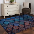 thumbnail image 4 of Boho Washable Area Rugs 4'x6', Moroccan Trellis Blue Red Black Geometric Flower Texture Low Pile Throw Living Room Rug Non-Slip Sturdy Edge Binding Carpet for Indoor Entryway Bedside Kitchen, 4 of 9