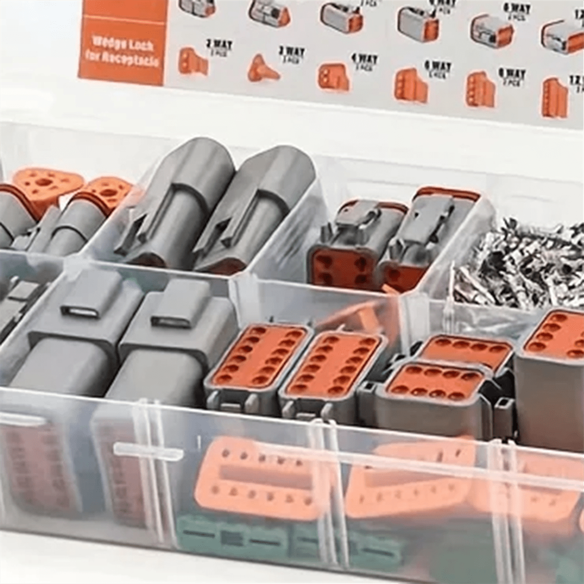 188pcs Deutsch DT Series Connector Assortment, Size 16 Stamped Contacts, Waterproof Automotive Electrical Connectors,188pcs x DT Series Connector,Gray & Orange
