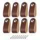 thumbnail image 1 of Uxcell 8 Packs Tiradores de Cajón de Cuero con Tornillos para Cajones, Marrón/Plata, 1 of 5