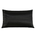 thumbnail image 1 of Queen Delicate Skin Smooth Color Satin Synthetic Silk Pillowcase 50x76cm / 20x30 Black, 1 of 8