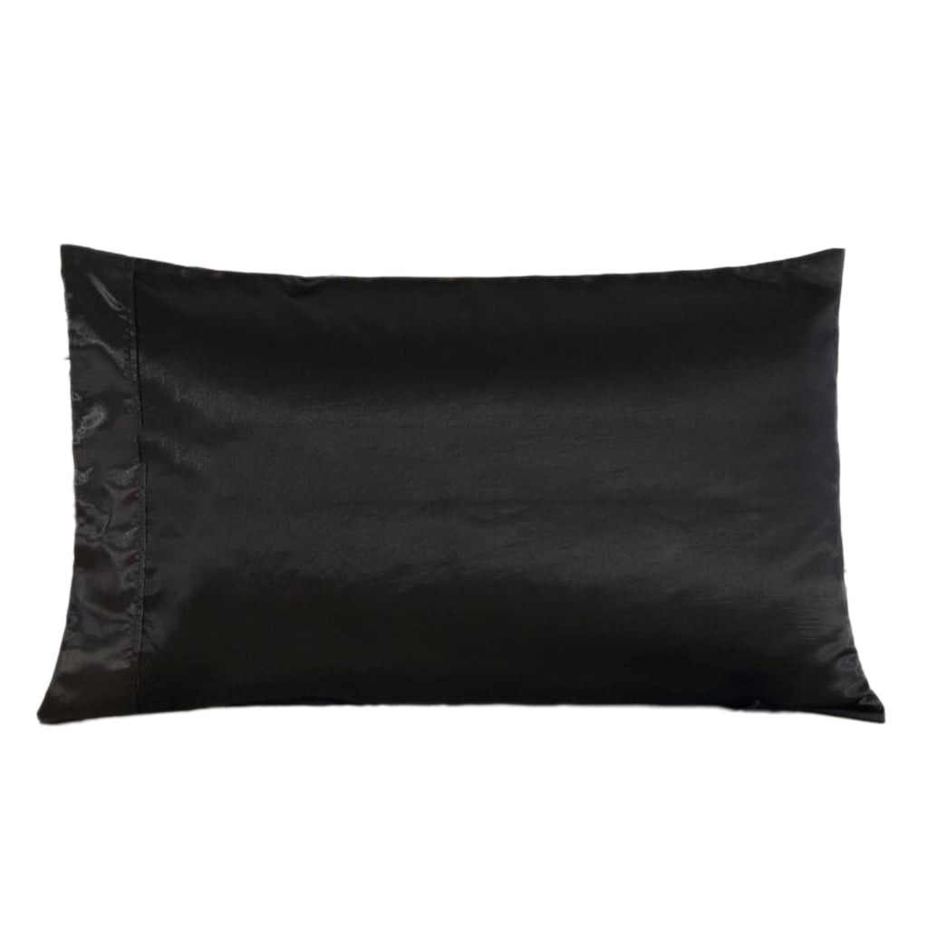 yuksok Queen Delicate Skin Smooth Color Satin Synthetic Silk Pillowcase 50x76cm 20x30 Black