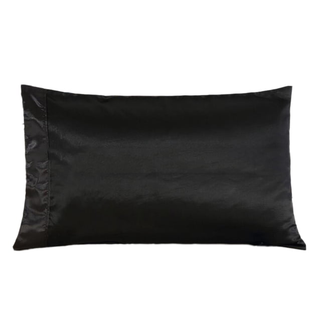 Queen Delicate Skin Smooth Color Satin Synthetic Silk Pillowcase 50x76cm / 20x30 Black