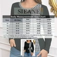 thumbnail image 3 of SIEANE Women's Plus-Size Casual Daily Crew Neck Long Sleeve Fall Slim-Fitting Workmanship Stitching Bow Top 1X-4X, 3 of 7