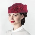 thumbnail image 2 of Women's Flower Applique Pillbox Hat Elegant Church Fascinator Tea Party Cap, 2 of 5