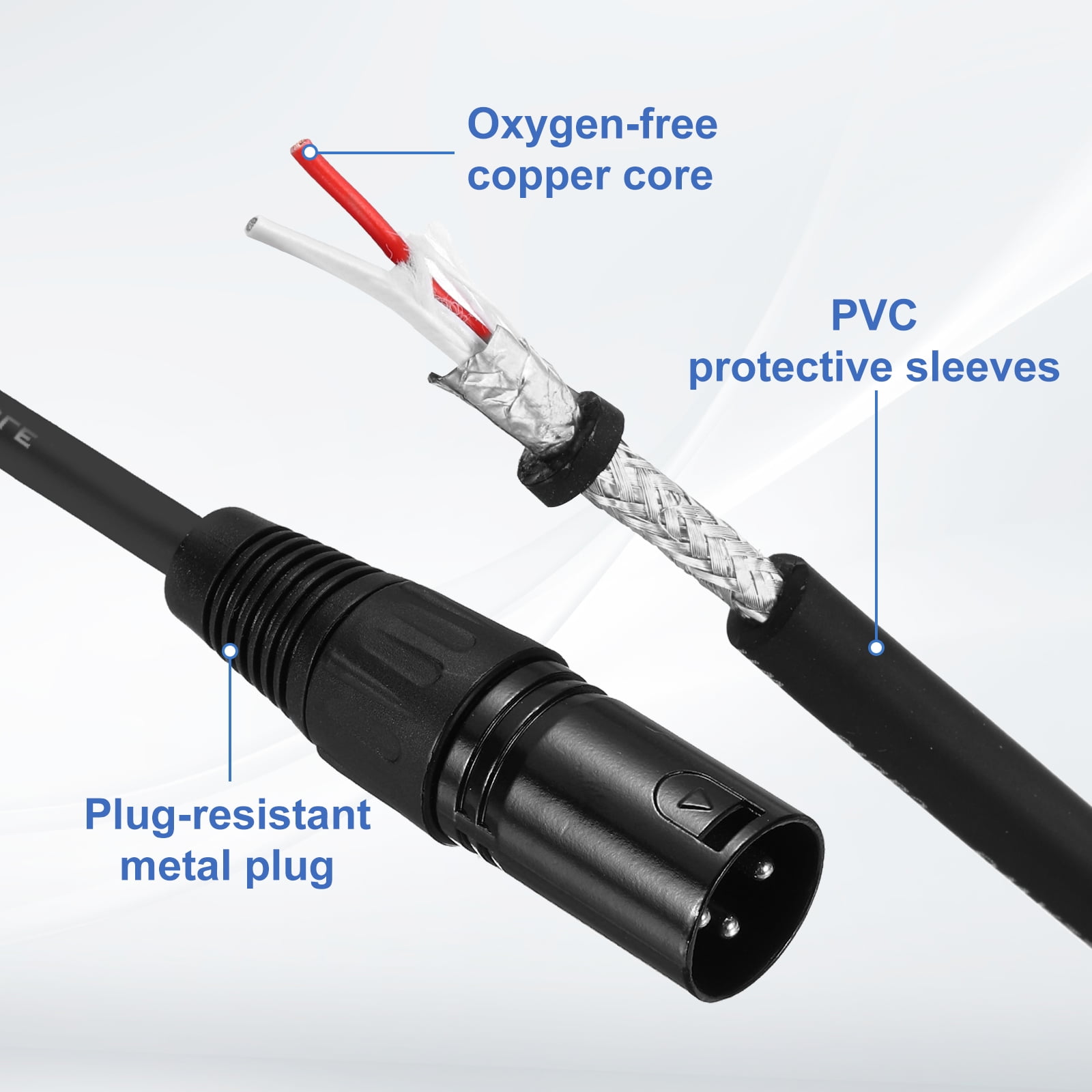 2Pcs 3-Pin XLR Male to Male Mic Cable 10 ft XLR Microphone Cable