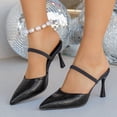 thumbnail image 2 of SACFOF Women's Heeled Mules Pointed Toe Stiletto High Heels Slip on Adjustable Straps Sandals Wedding Party Dress Shoes for Women, 2 of 6