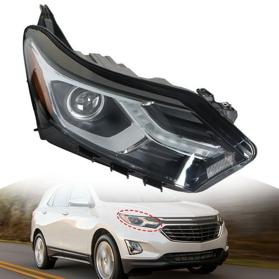 labwork Replacement for 2018 2019 2020 2021 Chevy Equinox Headlight with LED DRL Chrome Housing HID/Xenon Type Passenger Right Side Headlamp 84428286 GM2503470