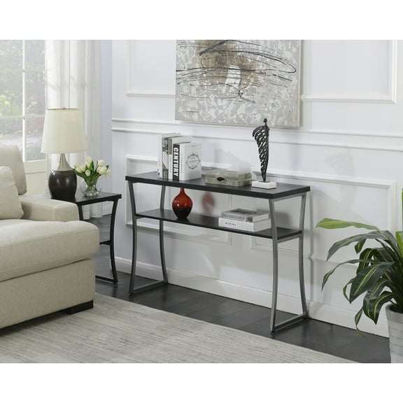 X-Calibur Console Table, Black Woodgrain