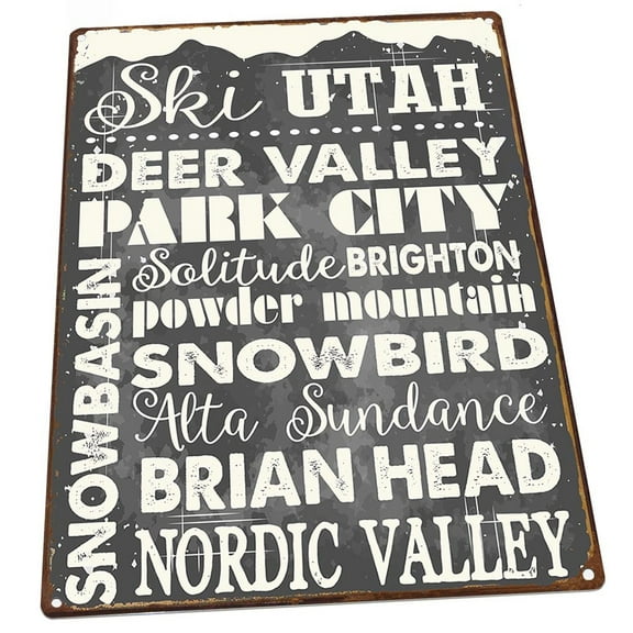 Outdoor Ski Utah 9"x12" Metal Sign, Wall Decor for Vacation Home, Guaranteed Not to Fade for 4 Years