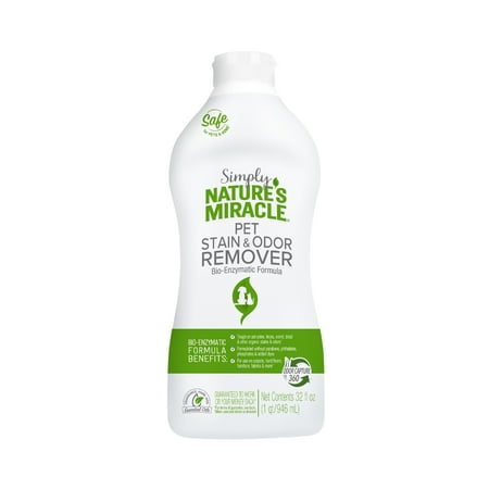 Simply Nature’s Miracle Pet Stain and Odor Remover, Made with 86% Plant-Derived Surfactants, 32 oz
