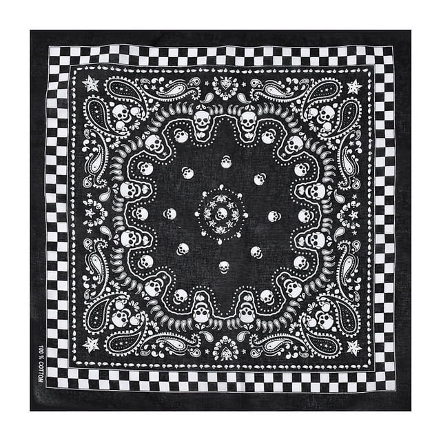 Pañuelo para la cabeza de algodón cuadrado con diseño de calavera de hip-hop para hombres y mujeres, pañuelo para la cabeza con estampado de fantasmas de Halloween