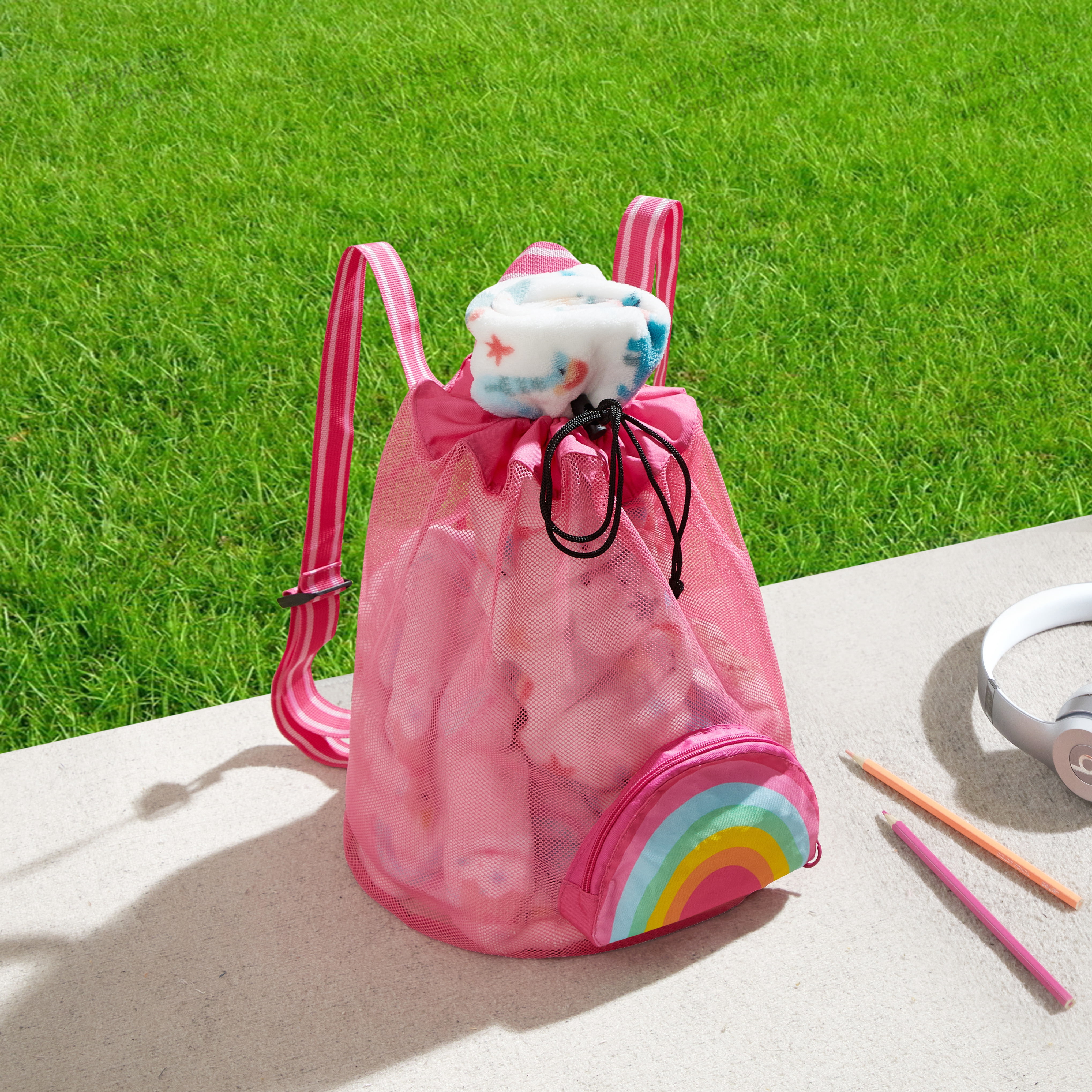 Sunshine Squad Rainbow Beach Convertible Mesh Backpack