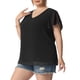 thumbnail image 4 of Blusa de verano para mujer de talla grande Agnes Orinda, con cuello en V, mangas acampanadas y puntos suizos, 1X negra, 4 of 7