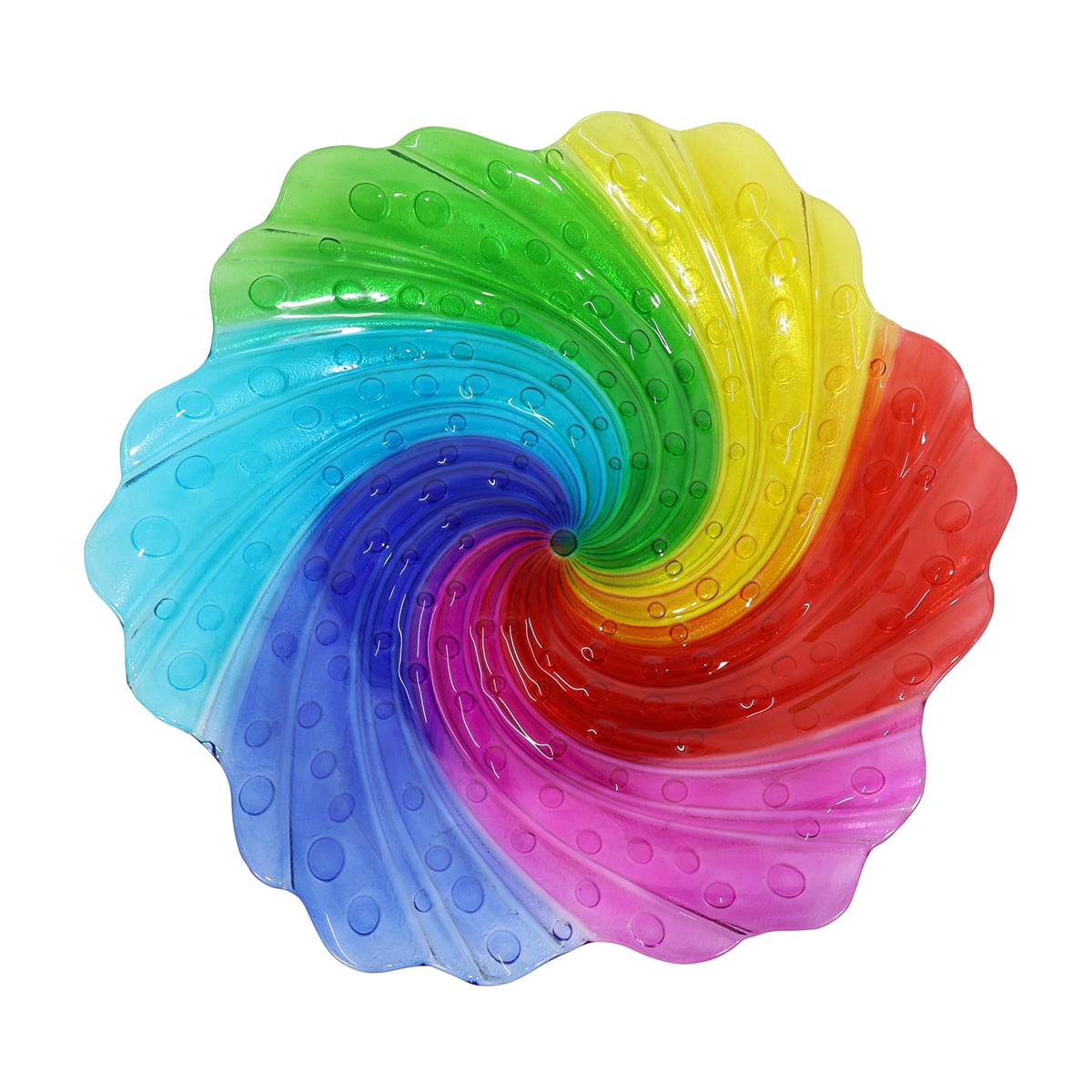 Briarwood Lane Spring Glass Rainbow Swirl Bird Bath Including Metal Stand For Spring Birdbath
