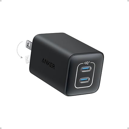 Anker Nano Charger, 47W 2 Port Compact Foldable GaN USB C Charger for iPhone 17/16/15, Galaxy, Pixel, Compatible with MagSafe, Black