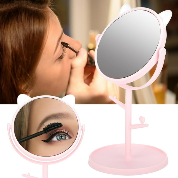 Miroir Beauté Mignon DEANKEJI Miroir De Maquillage Forme Oreille De Chat | Miroir Pliable Réglable | Base En Bois Pour Table Miroir Maquillage Oreille Chat