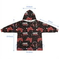 thumbnail image 7 of Red Controllers Games Icons Black Pattern Blanket Hoodies for Kids 6-13YR Oversize Wearable Blanket Hoodies for Boys Girls Teens, 7 of 7