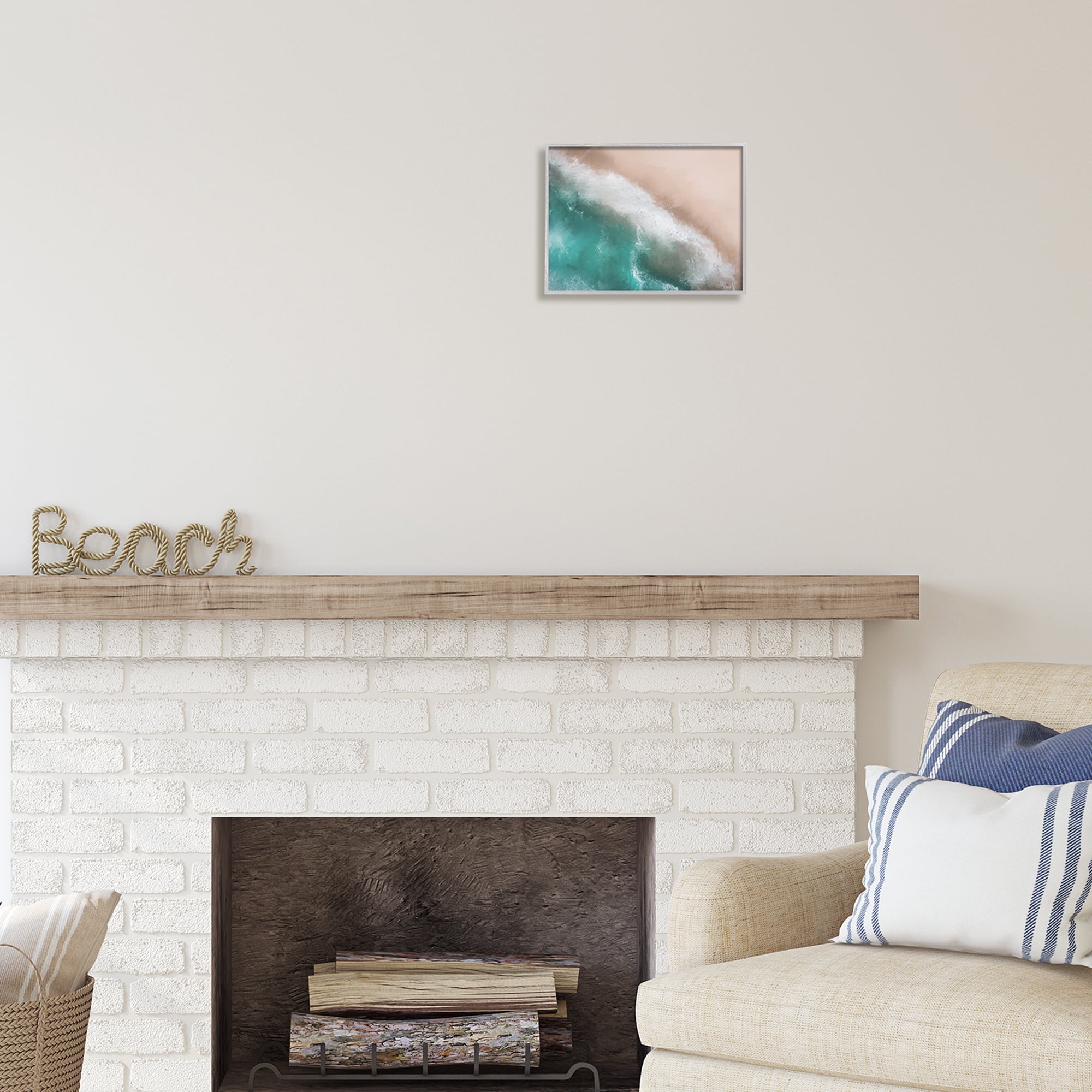 Stupell Industries Aerial Beach Foam View Landscape Painting Gray Framed Art Print Wall Art, 14 x 11