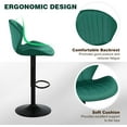 thumbnail image 5 of Modern Bar Stools Set of 3, Velvet Height Adjustable Swivel Barstools, Armless Kitchen Island Counter Chairs with Back & Footrest, Green, 5 of 7