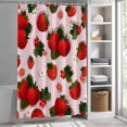thumbnail image 6 of Pink Strawberry Shower Curtain Set, Waterproof Shower Curtains for Bathroom, Spring Floral Watercolor Summer Botanical Washable Fabric Bath Curtain for Bathtub Decoration with Hooks 54x78 Inches, 6 of 9