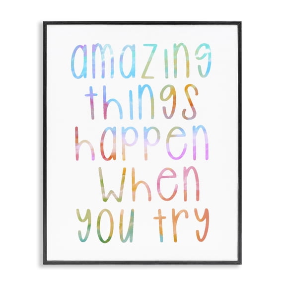 Stupell Industries Bohemian Amazing Things Happen Phrase Black Framed Giclee Art, 11 x 14, by Lil' Rue