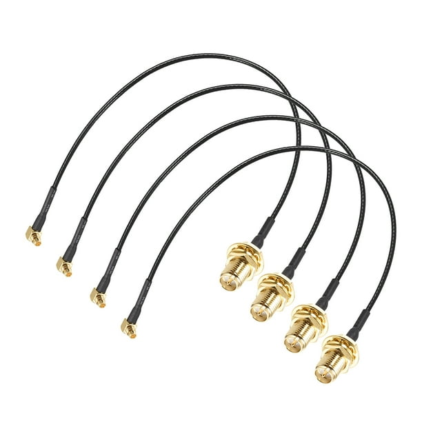 Cable coaxial RF1.37 MMCX macho en ángulo recto a RP-SMA hembra, antena pigtail, conector coaxial, 8 pulgadas, 4 piezas