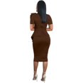 thumbnail image 2 of HAHDAXIA Femmes Mode Peplum Bodycon Manches Courtes Arc Club Volants Crayon Partie Robe, 2 of 5
