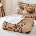 thumbnail image 4 of Castle Fairy Basketball Hoop Print Twin Quilt Set,Court Line Design Twin Coverlet Set,Brown Orange Black, 4 of 7