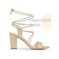 thumbnail image 3 of BLISSFUL STEP Lace Up Slingback Block High Heels Sandals for Women, 3 of 6
