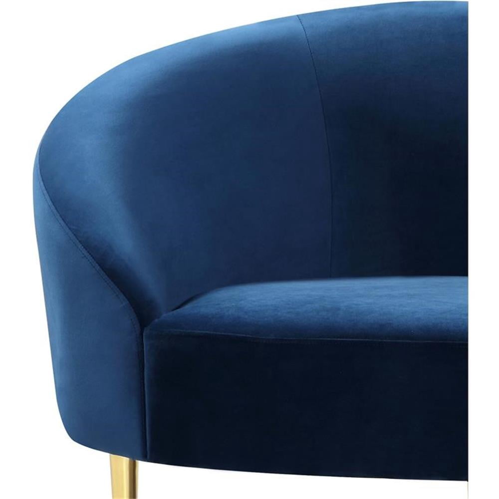 Meridian Furniture Ritz Contemporary Velvet Loveseat in Navy