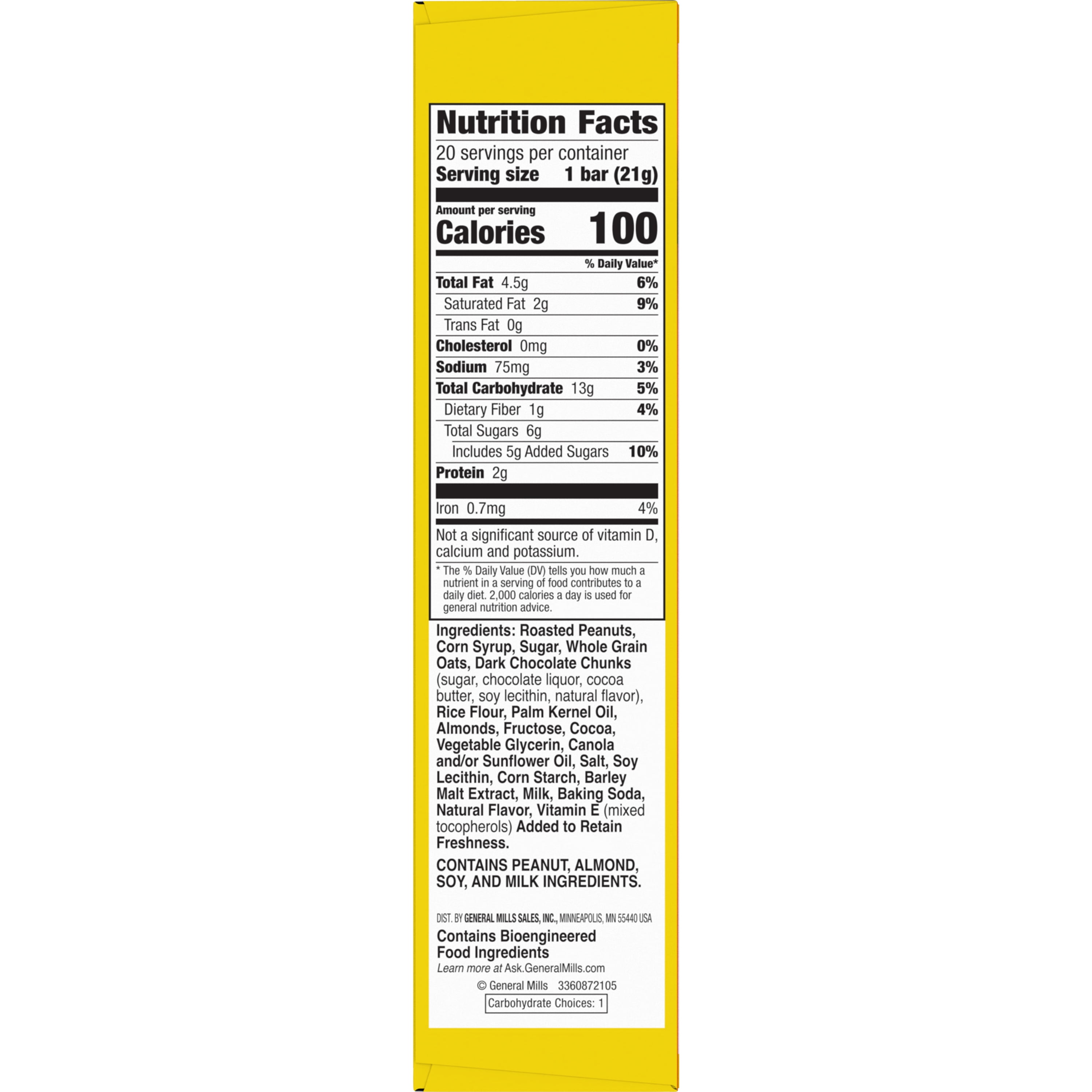 Nature Valley Mini Granola Bars, Dark Chocolate Peanut Almond, 20 Bars, 15 OZ