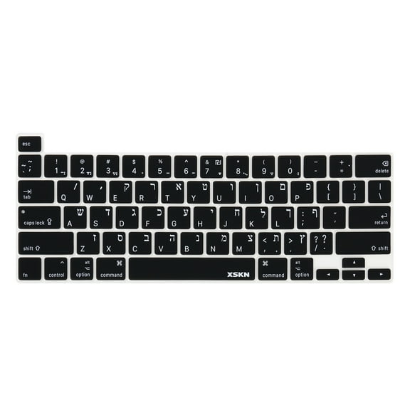 XSKN Hebrew Language US Layout Keyboard Cover for 2020-2023 Released MacBook Pro 13.3 inch A2251 A2289 A2338 M1 M2 Chip 2019 Macbook Pro 16 inch A2141 with Touch Bar Silicone Protector Skin