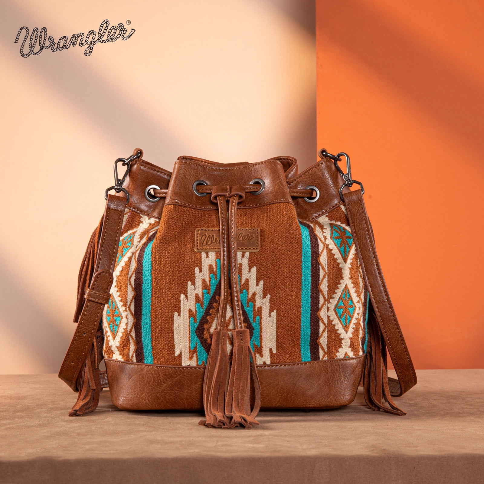 Wrangler Hobo Bags for Women Designer Bucket Purses Western Shoulder Handbags, Brown