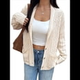 thumbnail image 1 of Cárdigan de Punto Grueso de Gran Tamaño para Mujer, Suéter de Larga con Abertura Frontal, Ropa de Abrigo para Otoño e Invierno Albaricoque XL, 1 of 8