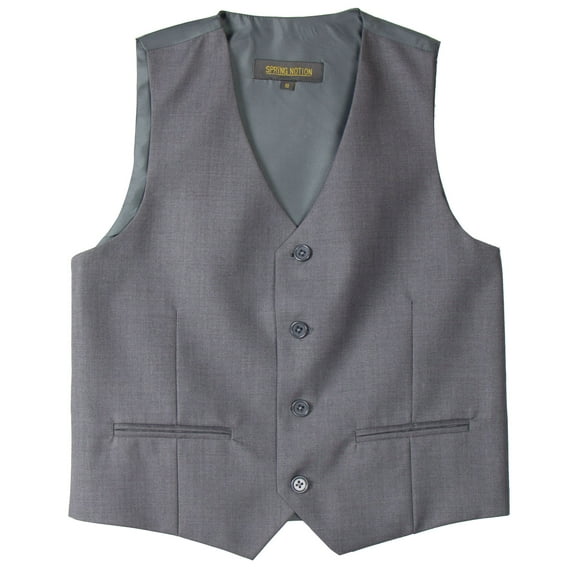 Spring Notion Big Boys' Two Button Suit Vest, Grey