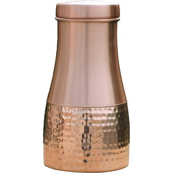 Pure Copper Carafe 1 Liter – Ayurvedic Water Pitcher for Health & Wellness | Plain and Hammered | Bedside Use | Handcrafted in India | Tumbler Included