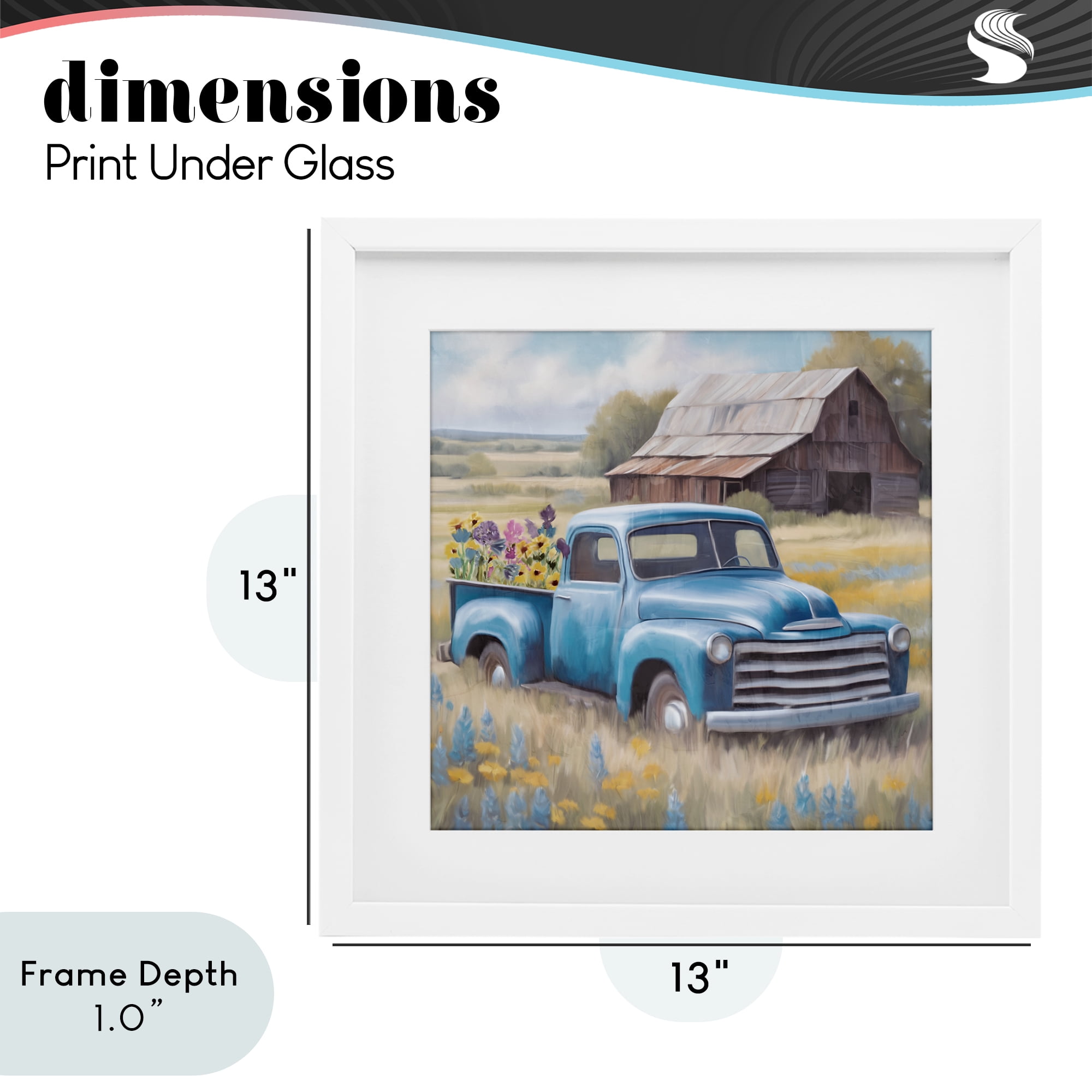 Stupell Industries Flower Truck in Antique Blue White Framed Print Under Glass, design by Kim Allen