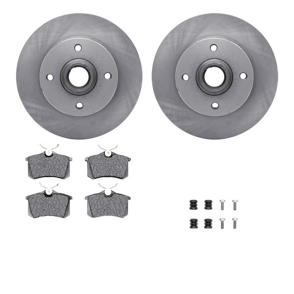 Dynamic Friction Company Rear Brake Rotors with 5000 Euro Ceramic Brake Pads includes Hardware 6612-74022