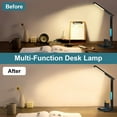 thumbnail image 3 of Desk Lamp, LED Desk Lamps for Home Office, Wireless Charger Touch Table Lamp with Pen Holder, Dimmable Office Desk Light with Clock, Alarm, Date, Temp, Foldable Lamp for Table Bedroom Office, Black, 3 of 7