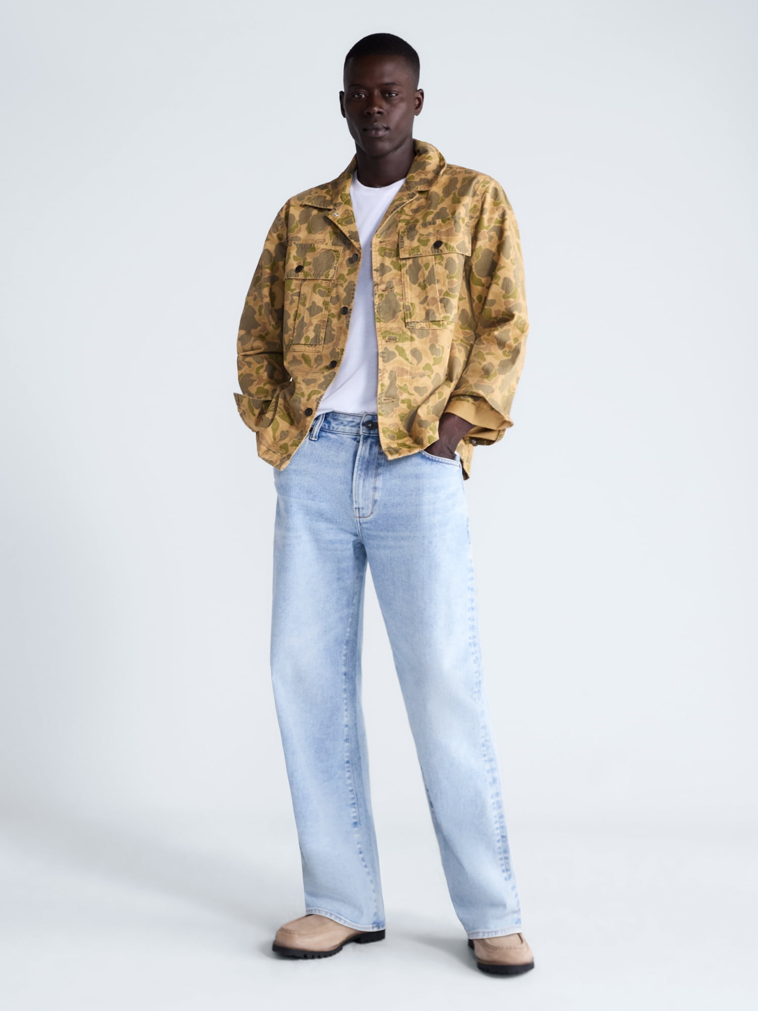 Free Assembly Men's Cotton Camo Utility Jacket, Sizes XS-3XL