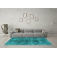 thumbnail image 3 of Ahgly Company Machine Washable Indoor Square Oriental Turquoise Blue Industrial Area Rugs, 8' Square, 3 of 4