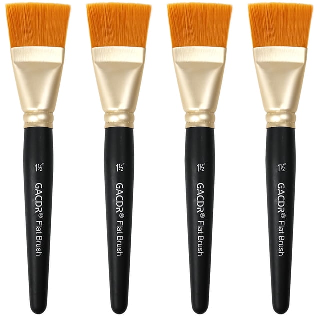 Pinceles planos GACDR de 38 mm para pintura acrílica, 4 unidades