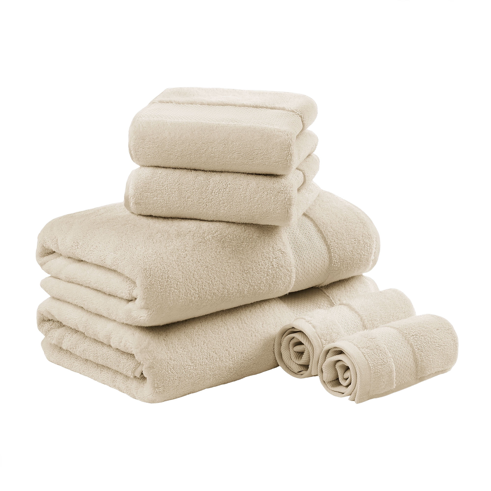 100% Turkish Cotton 6-Piece Bath Towel Set 600 GSM Soft Absorbent Luxury Bathroom Towels with Dobby Border for Home Hotel